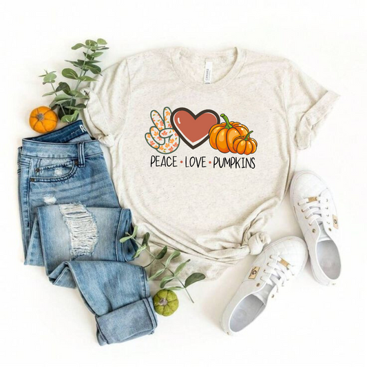 Peace Love Pumpkins Womens T-Shirt